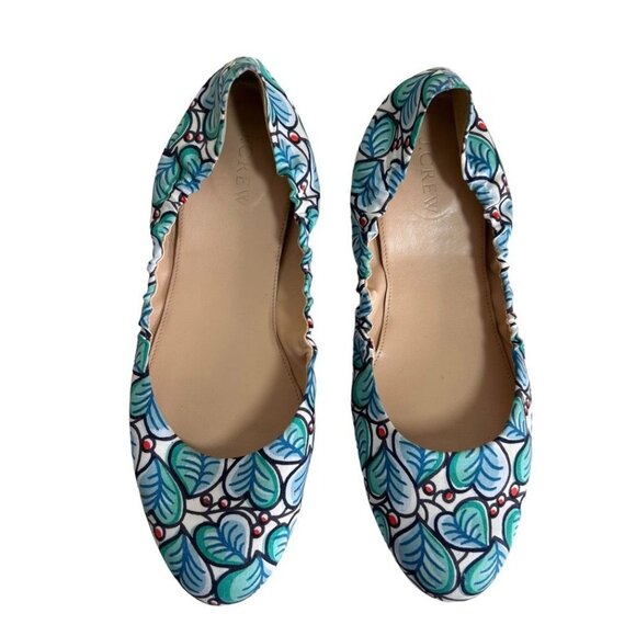 J.Crew Multicolor Print Leather Ballet Flats - Size 9.5 - Picture 1 of 4